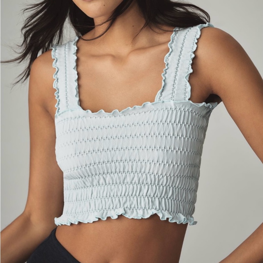 White Smocked Ruffle Tank Top - Women -NWT